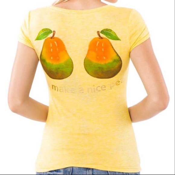 We Make a Nice Pear  Yellow Graphic Shirt - Picture 3 of 4